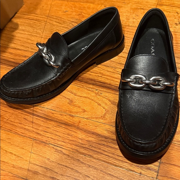 Coach Black Loafers with Silver Accent, Brand New, no Box, size 7 - Picture 1 of 6